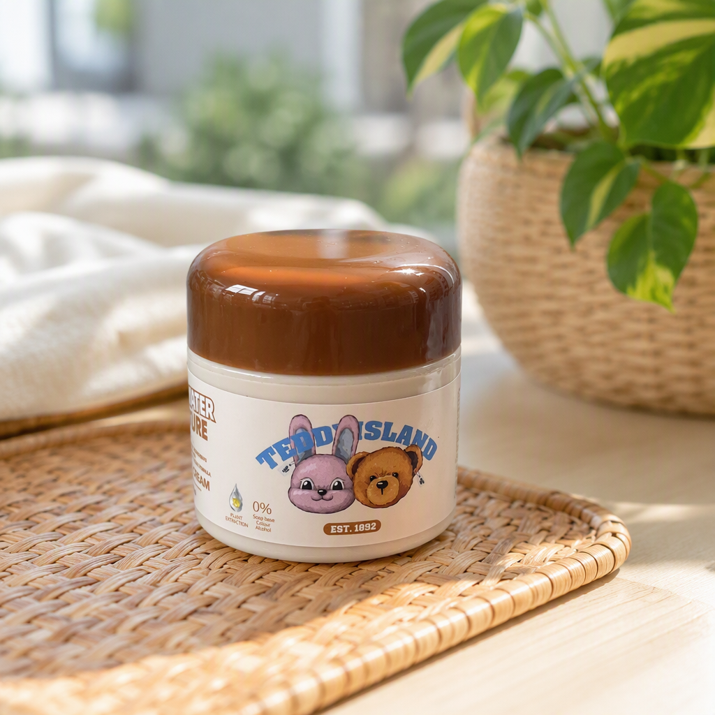Teddy Island Moisturizing Cream, with a beige can and cartoon patterns of rabbits and bears, is suitable for moisturizing and nourishing the skin details Picture