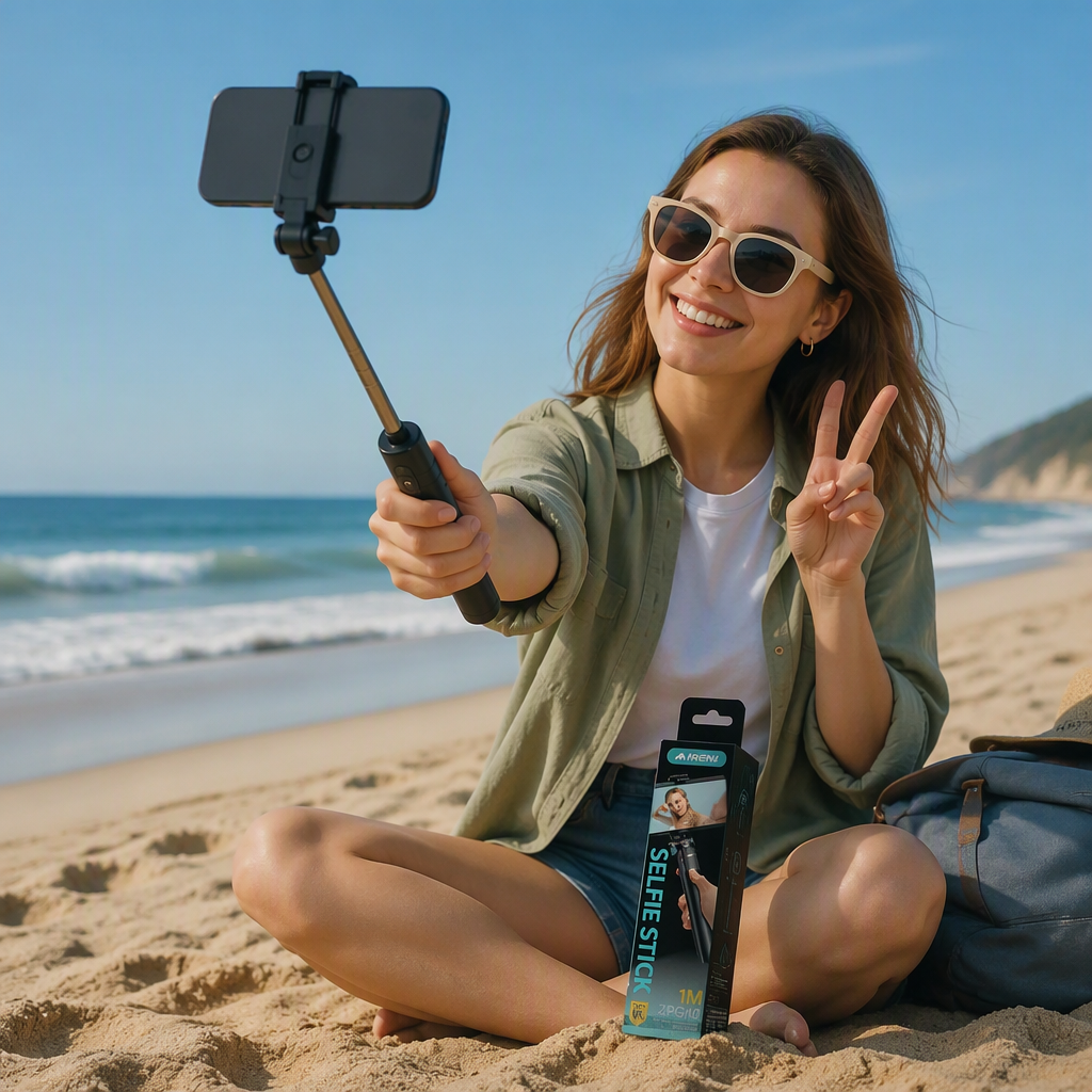 A multi-functional mobile phone selfie stick is a portable selfie tool details Picture