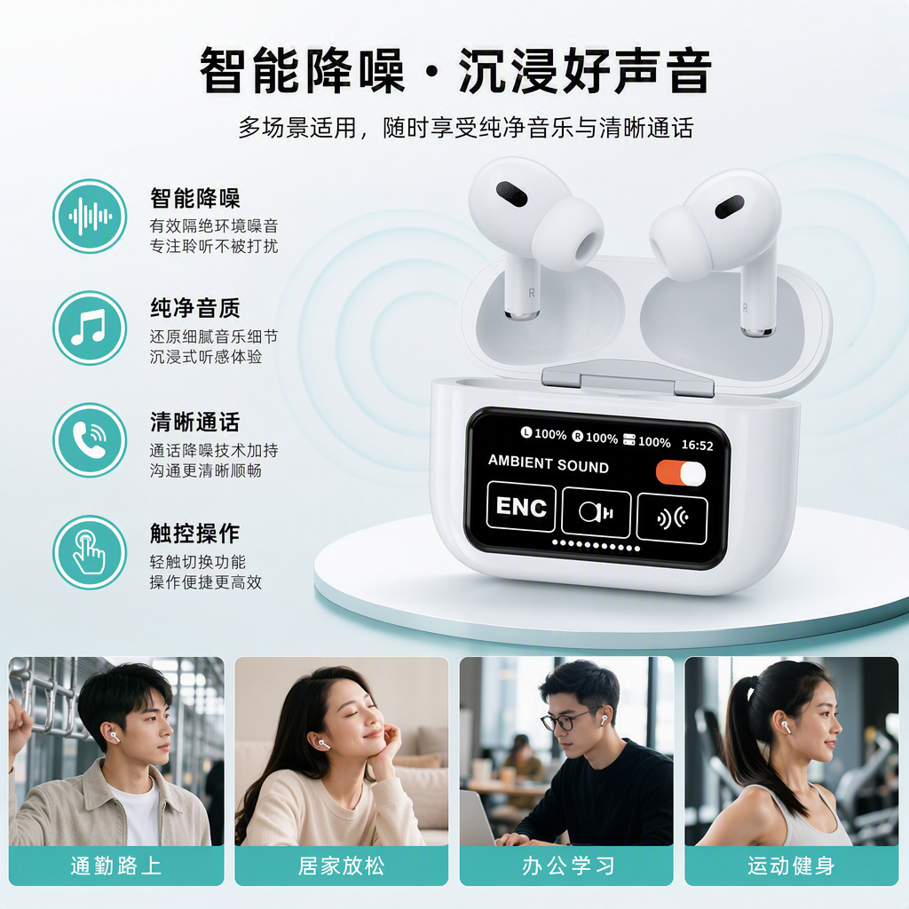 High-quality white earphone storage box, portable earphone packaging box, storage box, earphone protection box, simple and fashionable