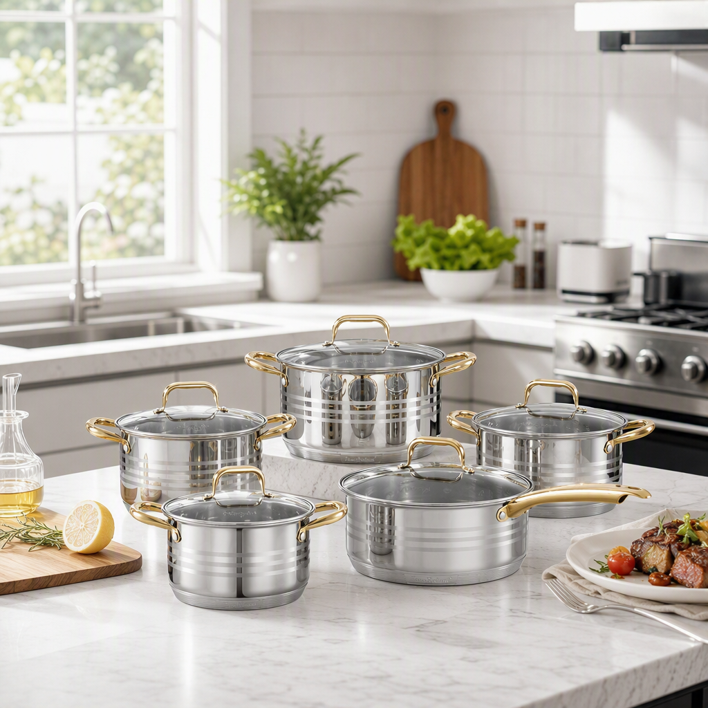HausRoland multi-functional kitchen cookware set, home stew, soup pot, frying and stir-frying pot combination, practical and durable kitchenware items HR149-13 Specification image