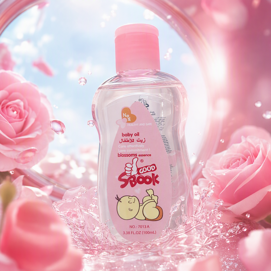 Baby moisturizing oil with pink cap and transparent body gently nourishes your baby's skin, specially designed for infants and toddlers Specification image