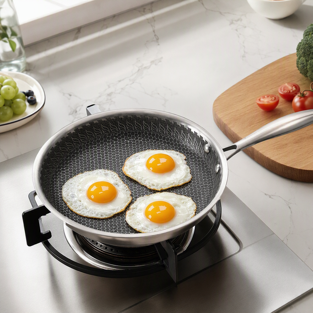 Multi-functional non-stick flat frying pan, household cookware for making soup and stir-frying, kitchen and daily necessities, practical cookware HRS1104-2 Item Picture