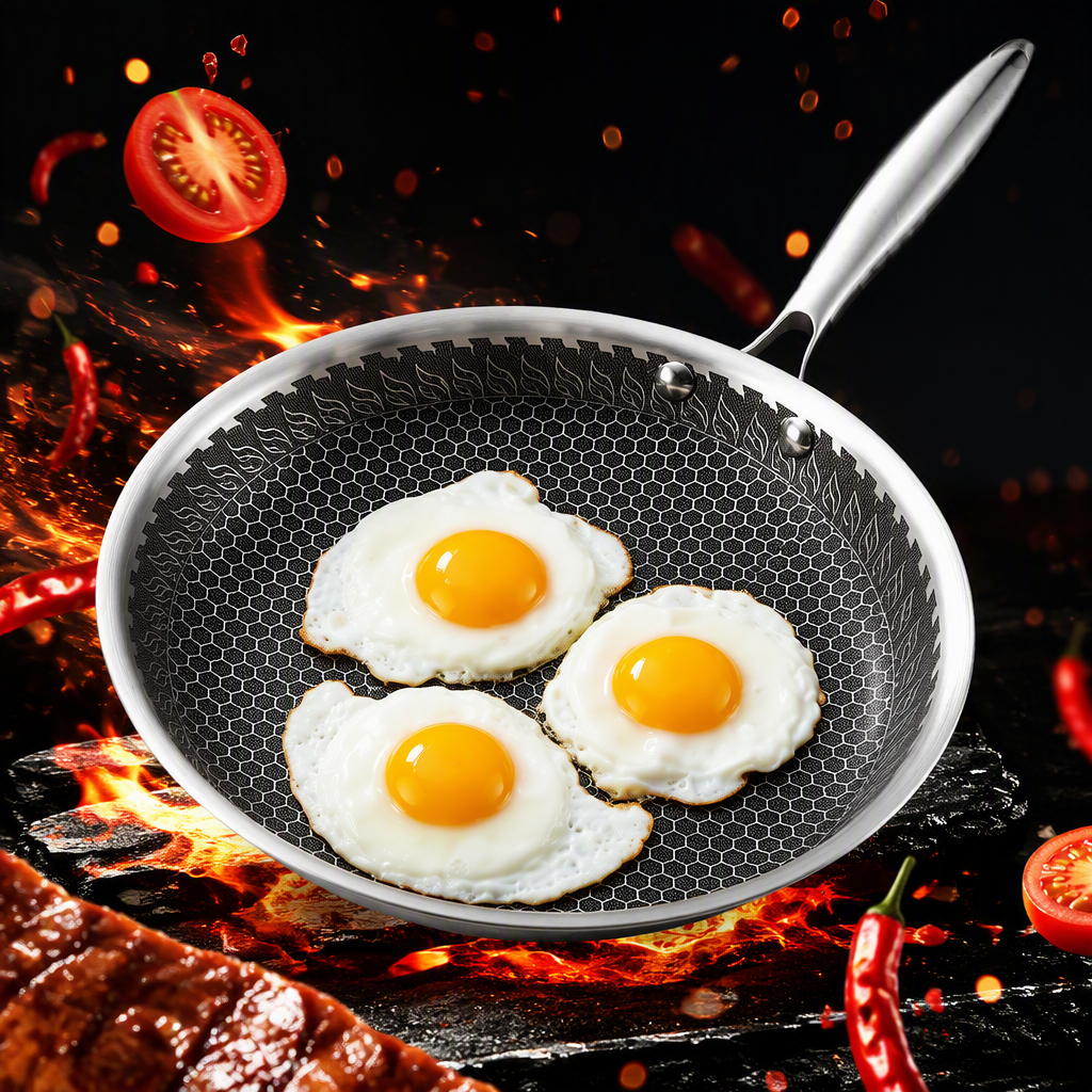 Multi-functional non-stick flat frying pan, household cookware for making soup and stir-frying, kitchen and daily necessities, practical cookware HRS1104-2
