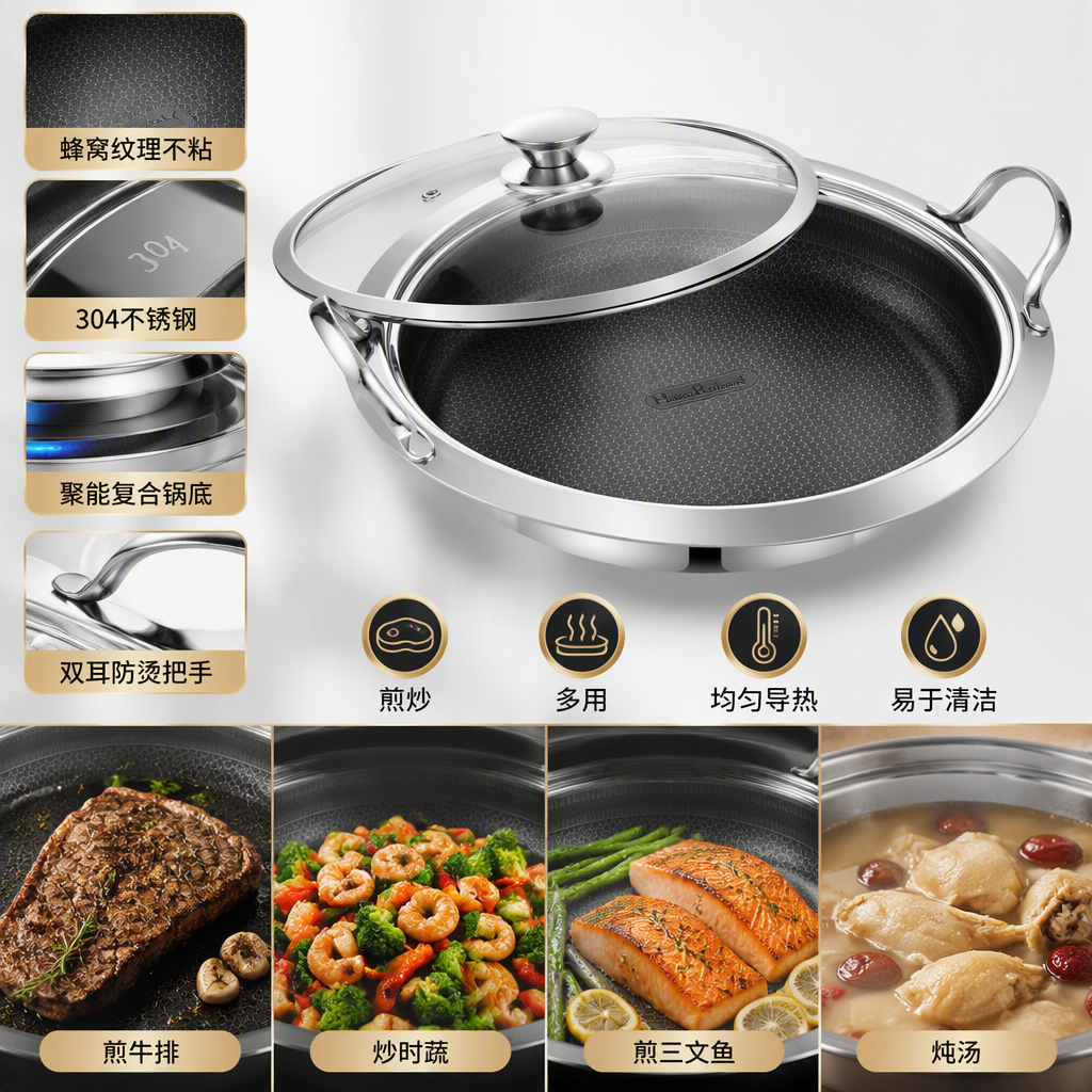 Juego multifuncional de utensilios de cocina olla de sopa de acero inoxidable para el hogar olla olla olla de cocina combinada utensilios de cocina HRS1106-1 Specification image