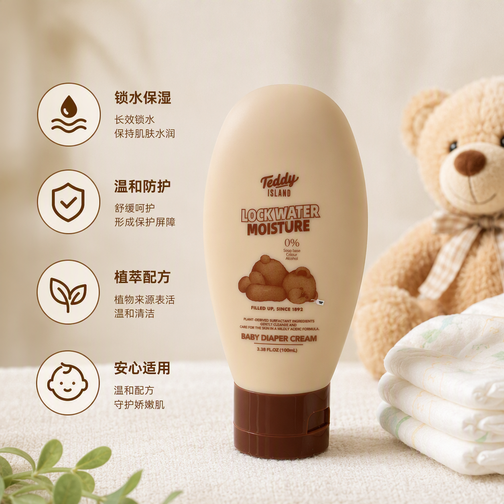 Baby bottom Protection cream, beige bottle, brown cap, gentle moisturizing, anti-red bottom, special care cream for babies