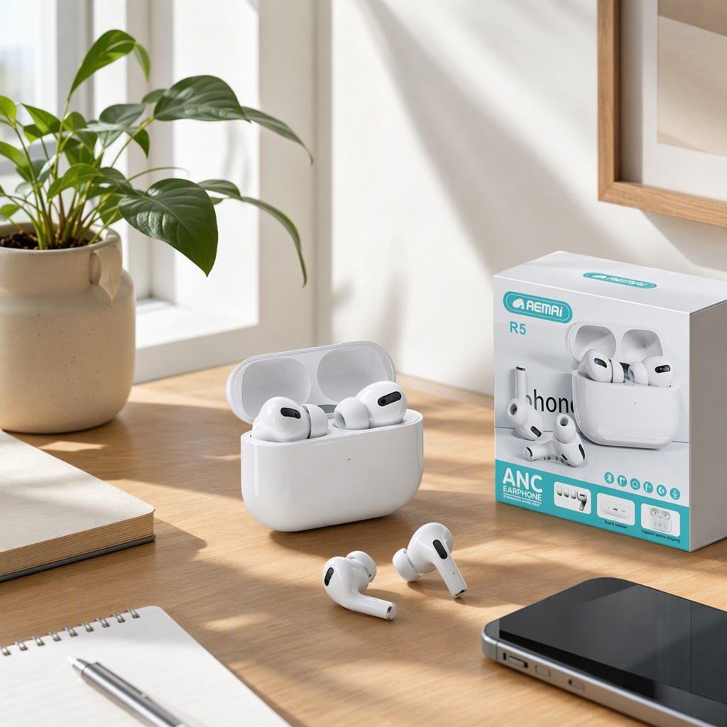 Белые наушники AEMAI R5 bluetooth уменьшают шум details Picture