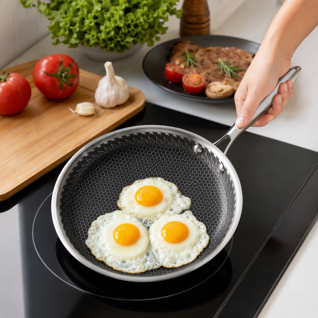 Multi-functional non-stick frying pan, household frying, stir-frying, soup pot, kitchenware, daily essential cookware HRS1104-1 Item Picture