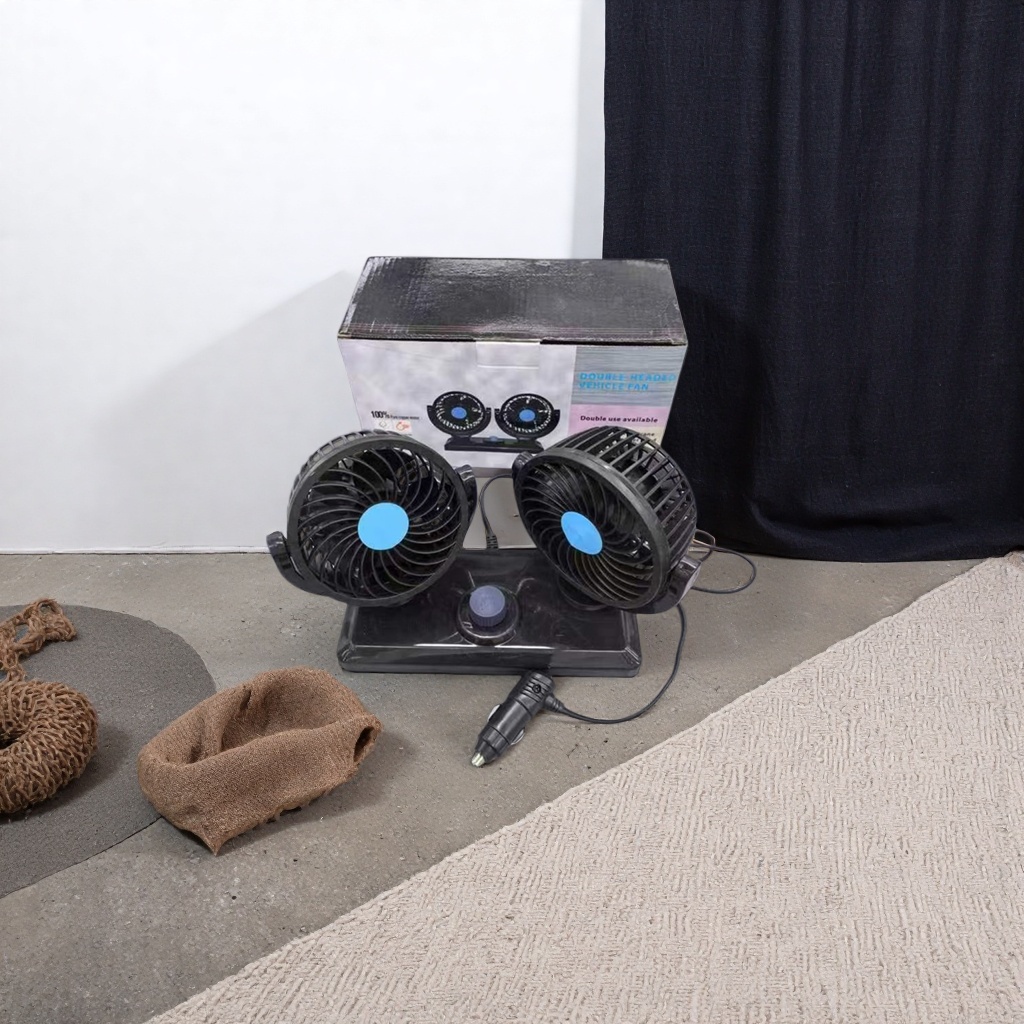 The multi-functional dual-head car fan is portable and silent, providing a cool summer breeze with fast air output Specification image