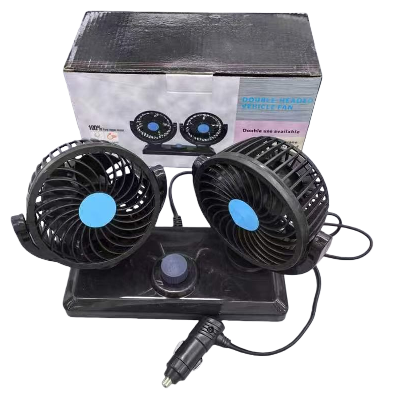 The multi-functional dual-head car fan is portable and silent, providing a cool summer breeze with fast air output Item Picture