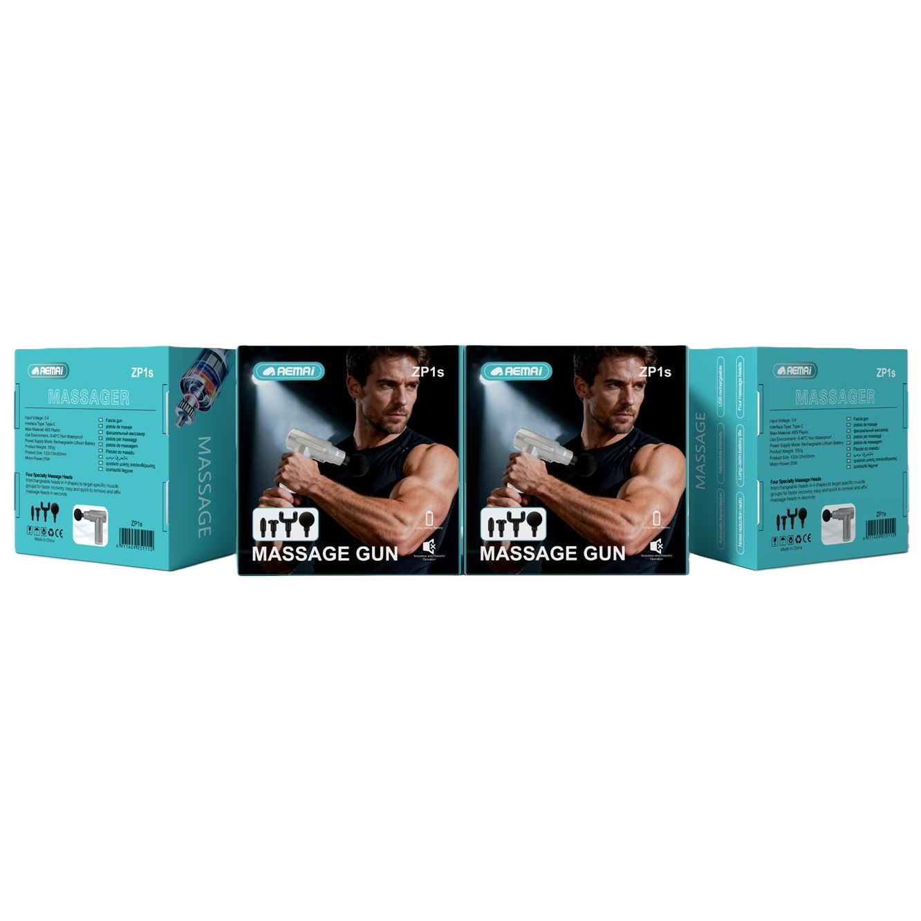 AEMAI blue packaging box portable massage gun, deep muscle relaxation multi-functional physical therapy device, home sports massager Application Scenario