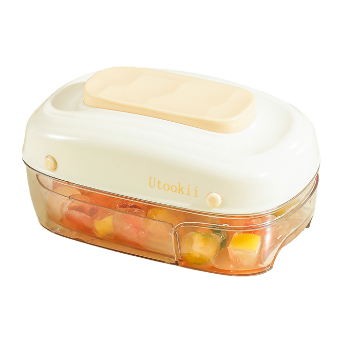 【CL】 25Q4#293 Cream-colored drawer ice box, transparent colored ice cubes, rose silicone mold, electric ice maker, ice cream cube tray Application Scenario