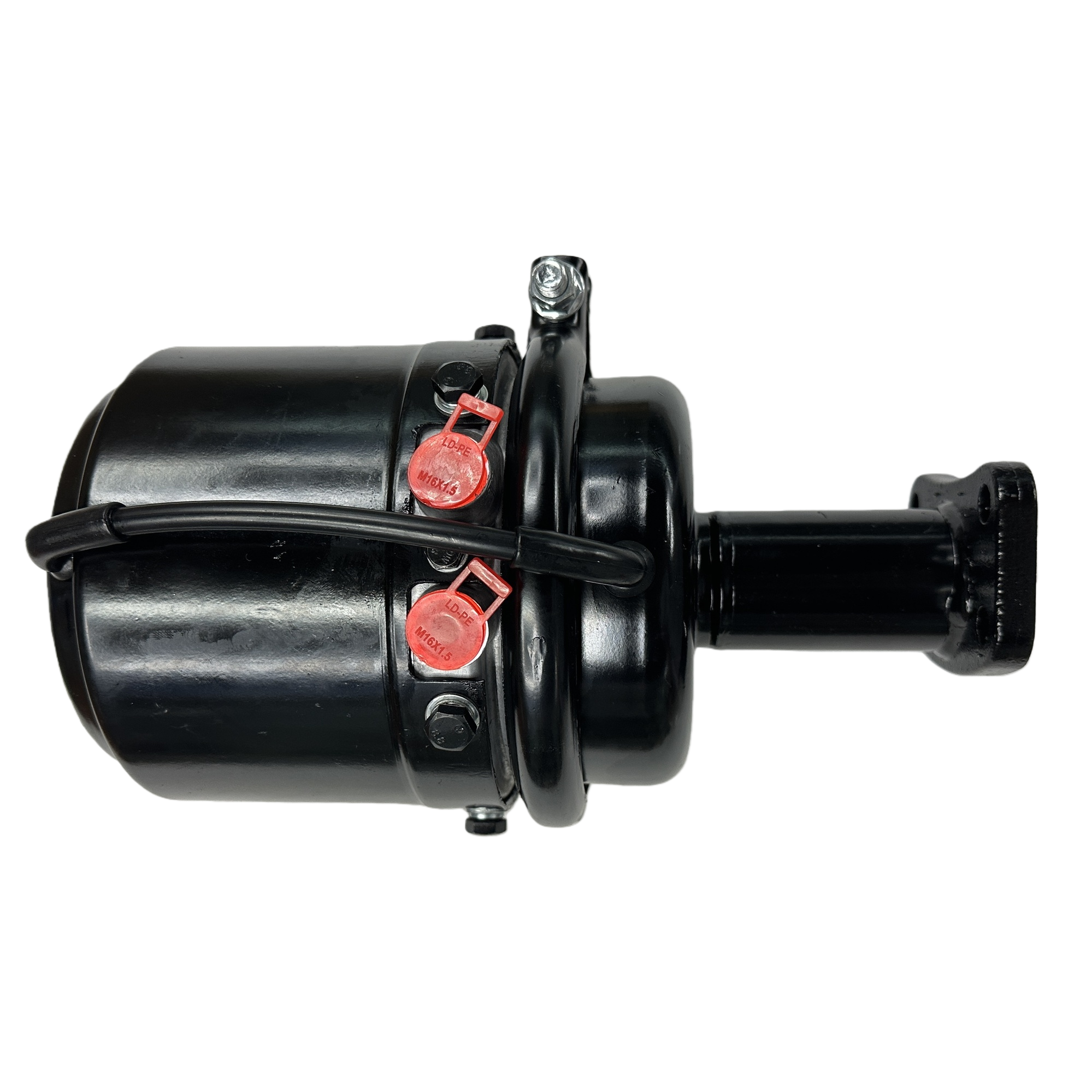 High-performance black brake, suitable for multiple vehicle models, wear-resistant, durable, safe and reliable. Brake system accessories, Iveco accessories, short Iveco brake chamber T16-6200 Item Picture
