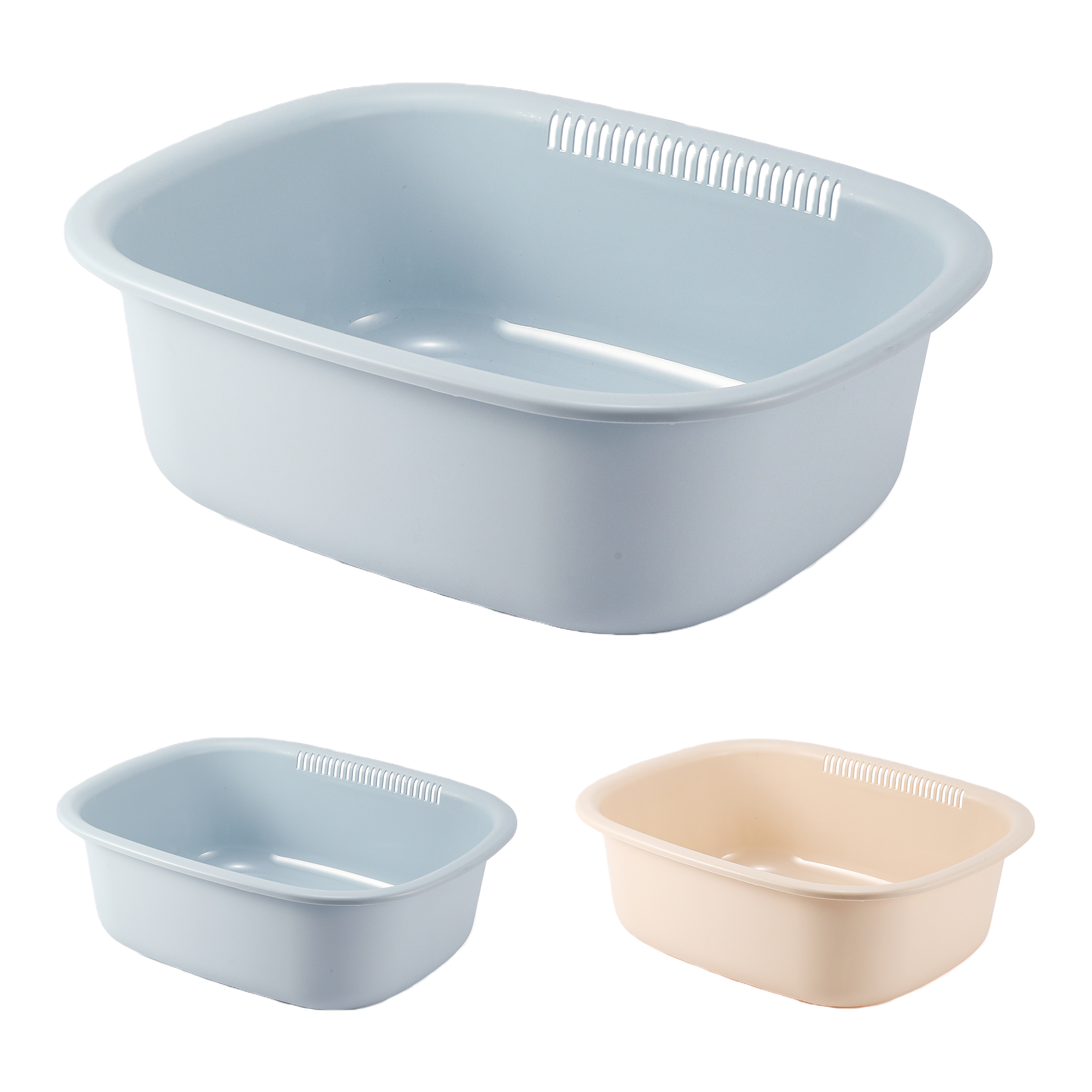 【CL】26Q3#0412 Light blue small plastic sink, beige multi-purpose kitchen washing container, household plastic basin Application Scenario