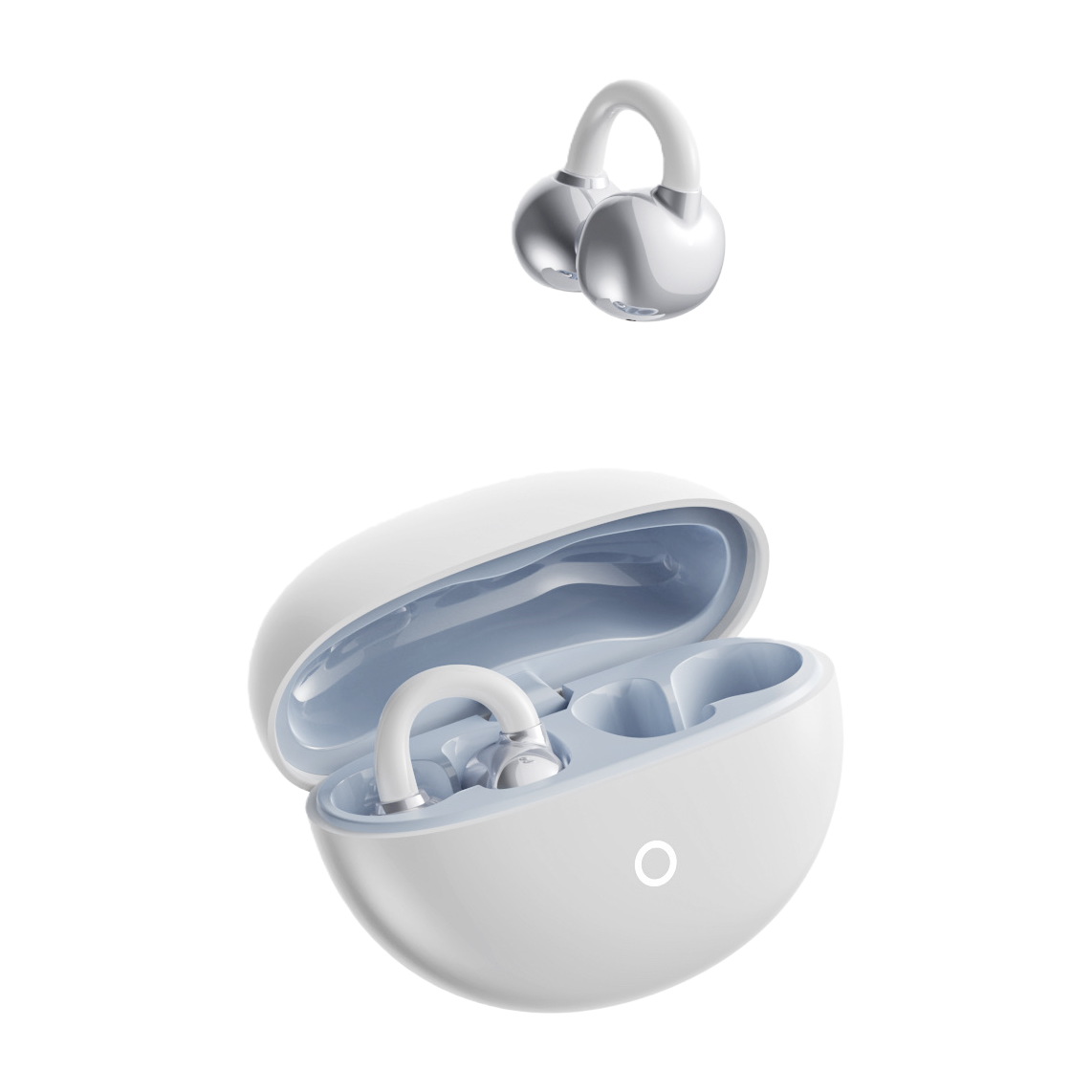 Auriculares de oído blanco plateado con caja de carga auriculares de música portátiles control de cable para llamadas con calidad de sonido hd para apple android Item Picture