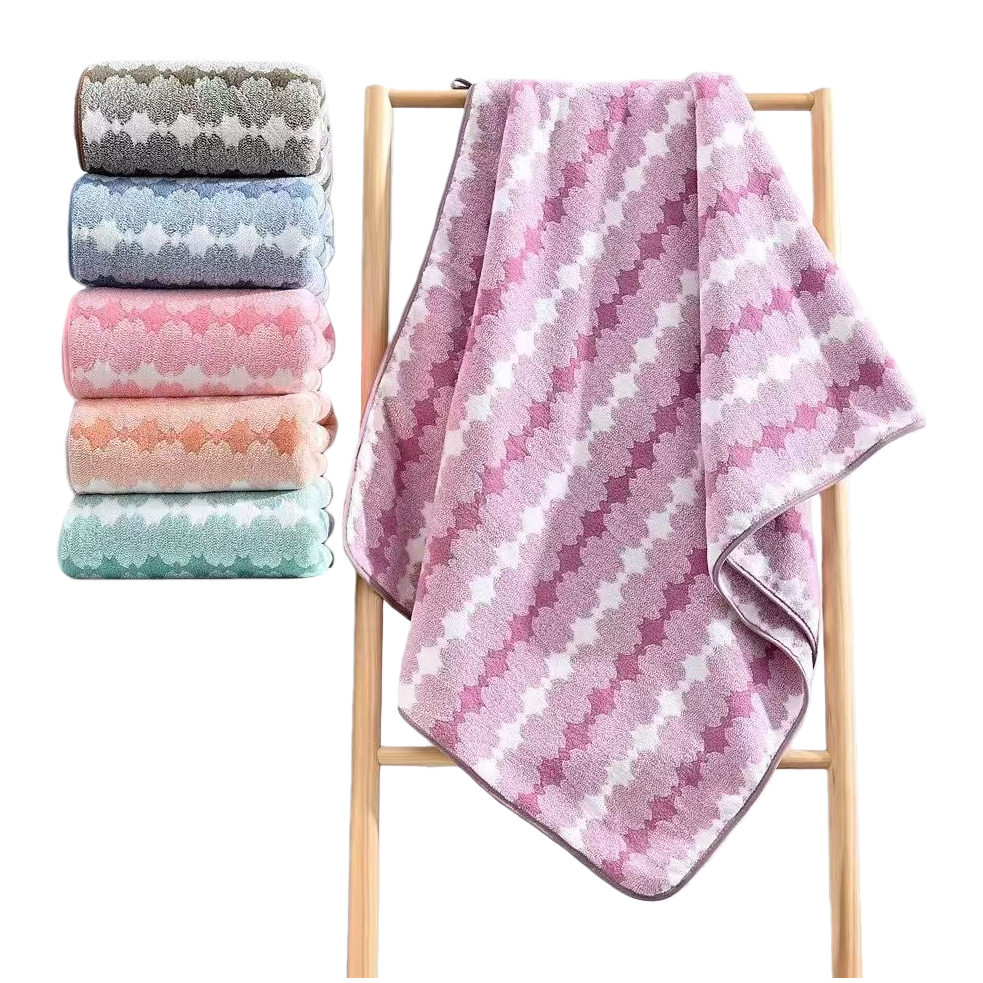 Colorful striped absorbent towel, soft and comfortable for home use, travel, bath towel, quick-drying hand towel. Colorful striped design Item Picture