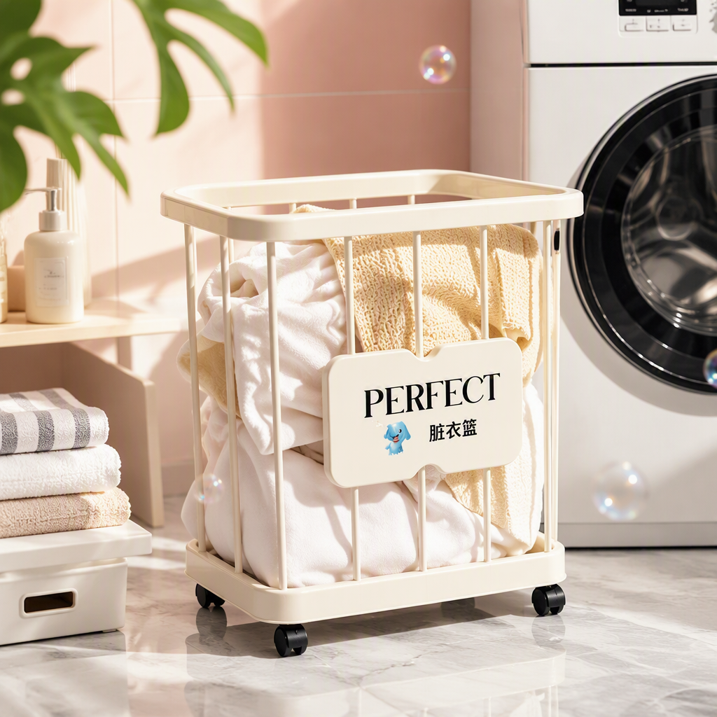 Moda simple arroz blanco sucio cesta de ropa de gran capacidad almacenamiento doméstico organizar la cesta de ropa material ecológico durable y práctico Specification image