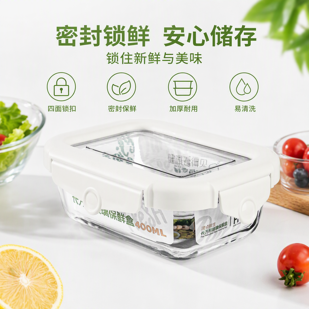 【CL】 26Q3#1630 Multi-compartment glass stainless steel lunch box, food storage box, instant noodle bowl, portable lunch box, student household lunch box, tableware
