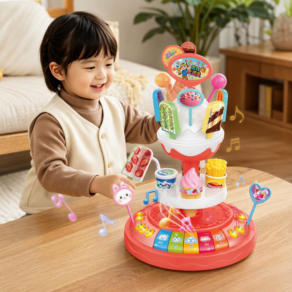 Colorful ice cream toy table, children's fun assembly puzzle game table, creative toy gifts details Picture