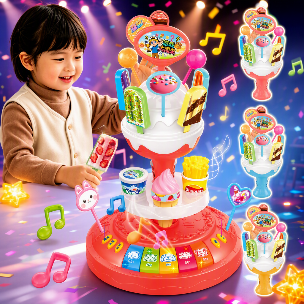 Colorful ice cream toy table, children's fun assembly puzzle game table, creative toy gifts Specification image