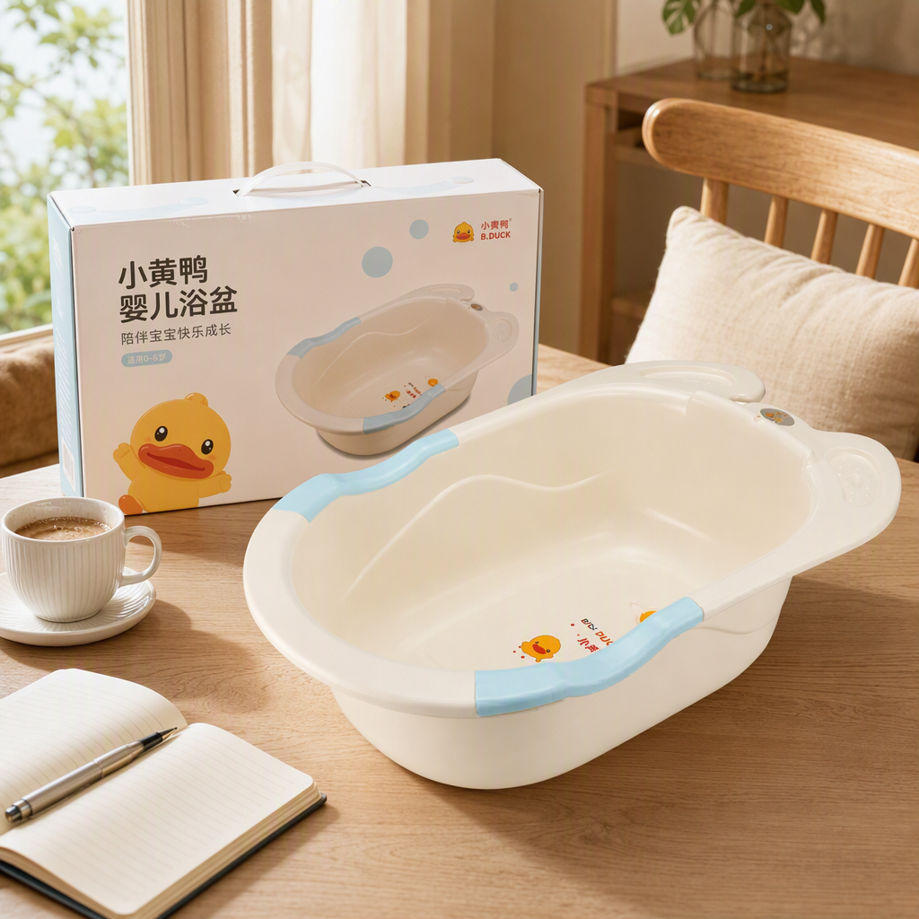 【CL】26Q3#0505-C Off-white folding baby bathtub, portable baby bathtub, children's bath products details Picture