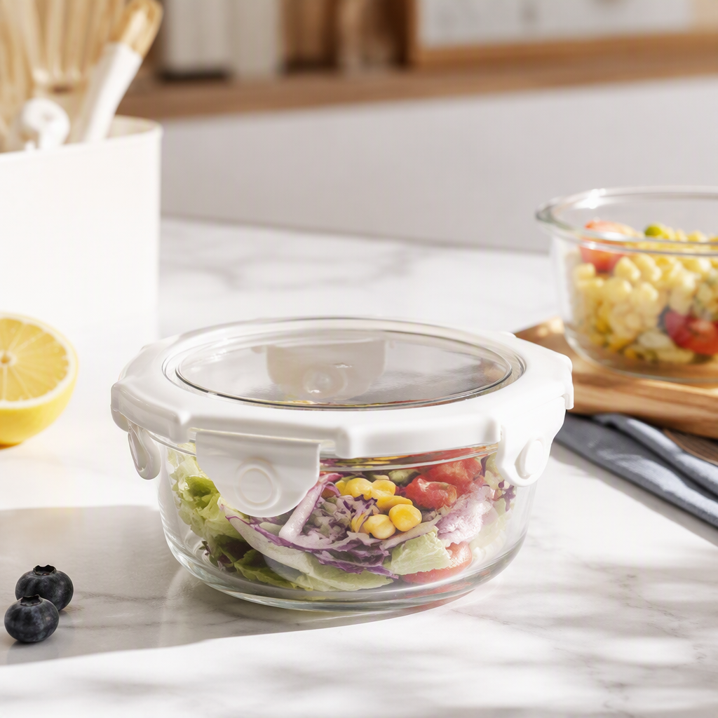 【CL】26Q3#1634 Multi-compartment glass stainless steel lunch box, food storage box, portable instant noodle bowl, student tableware storage box, Kitchenware details Picture