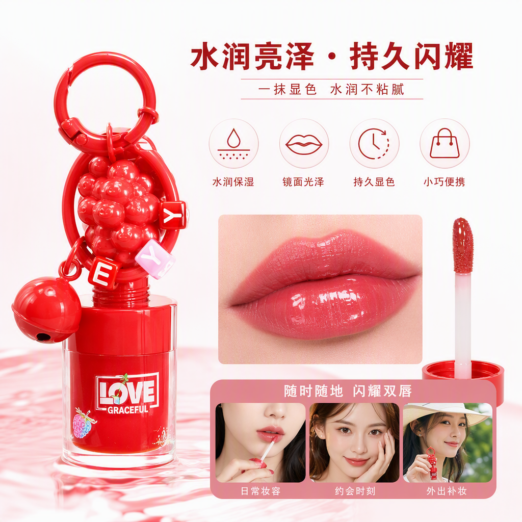 Red berry shape lip gloss display rack de almacenamiento de belleza de moda creativa estante cosmético artículos decorativos