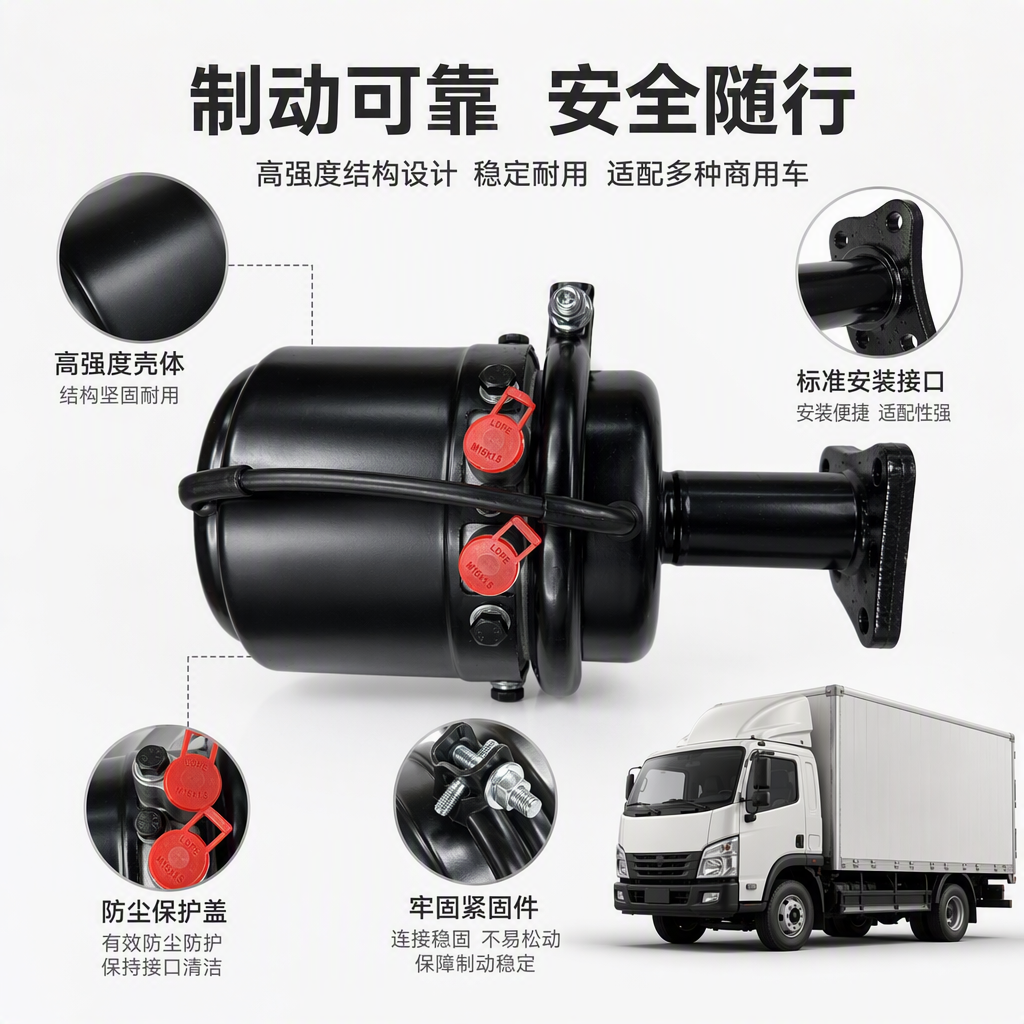 High-performance black brake, suitable for multiple vehicle models, wear-resistant, durable, safe and reliable. Brake system accessories, Iveco accessories, short Iveco brake chamber T16-6200