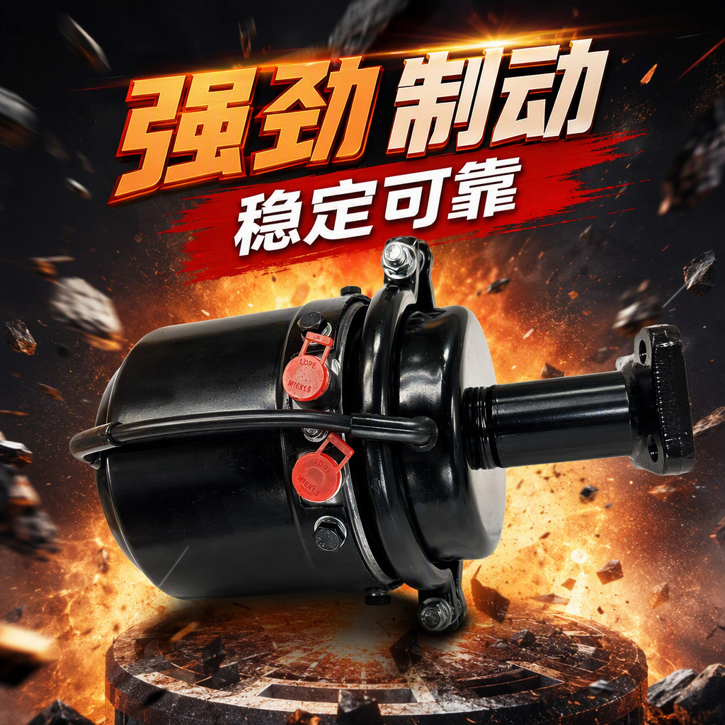 High-performance black brake, suitable for multiple vehicle models, wear-resistant, durable, safe and reliable. Brake system accessories, Iveco accessories, short Iveco brake chamber T16-6200 Specification image
