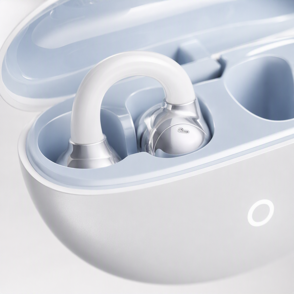 Auriculares de oído blanco plateado con caja de carga auriculares de música portátiles control de cable para llamadas con calidad de sonido hd para apple android Application Scenario