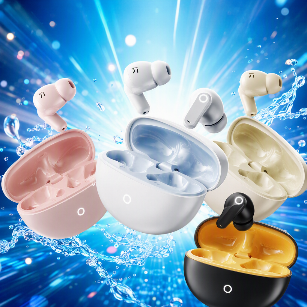 The multi-color white wireless Bluetooth headphones B85 come with a charging case and earbuds, offering high-definition sound quality and comfortable wearing Specification image