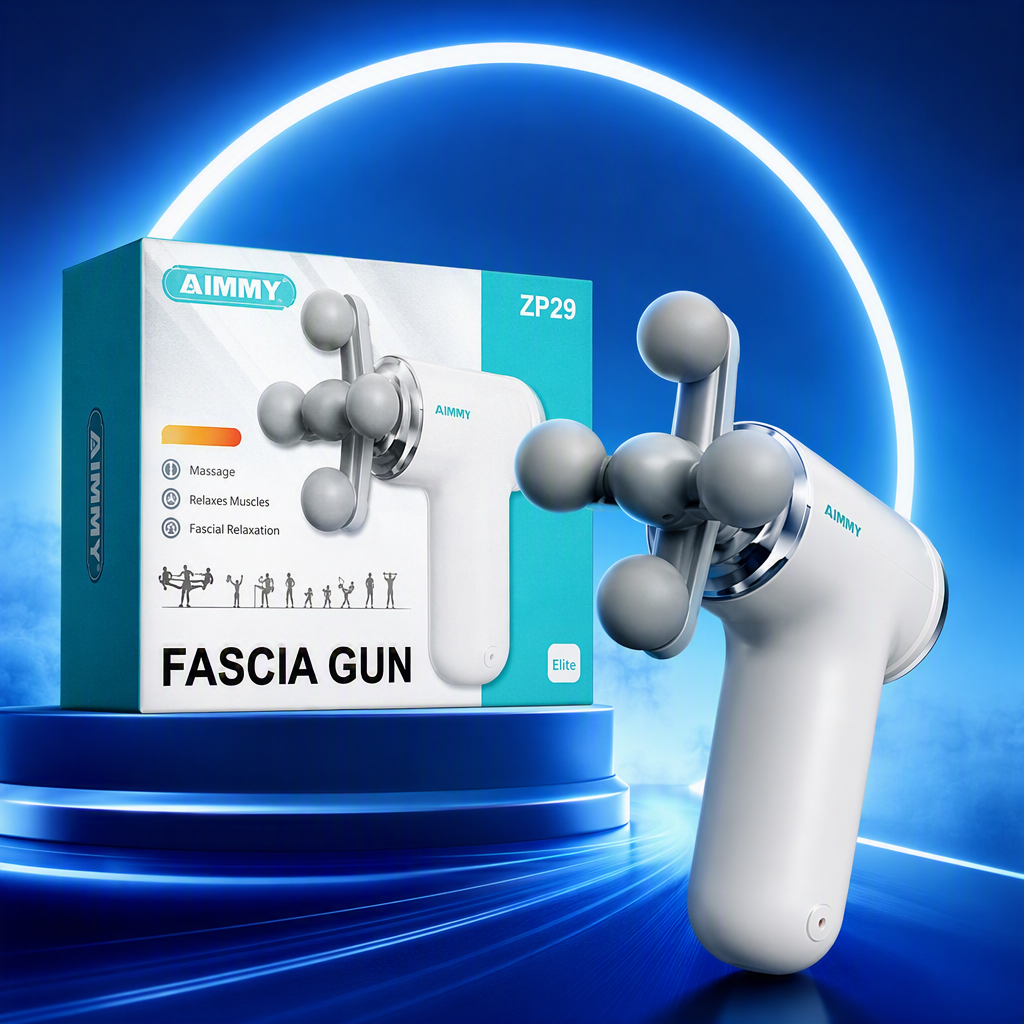 A multi-functional portable white massage gun for deep muscle relaxation and fatigue relief, a home physiotherapy device Specification image