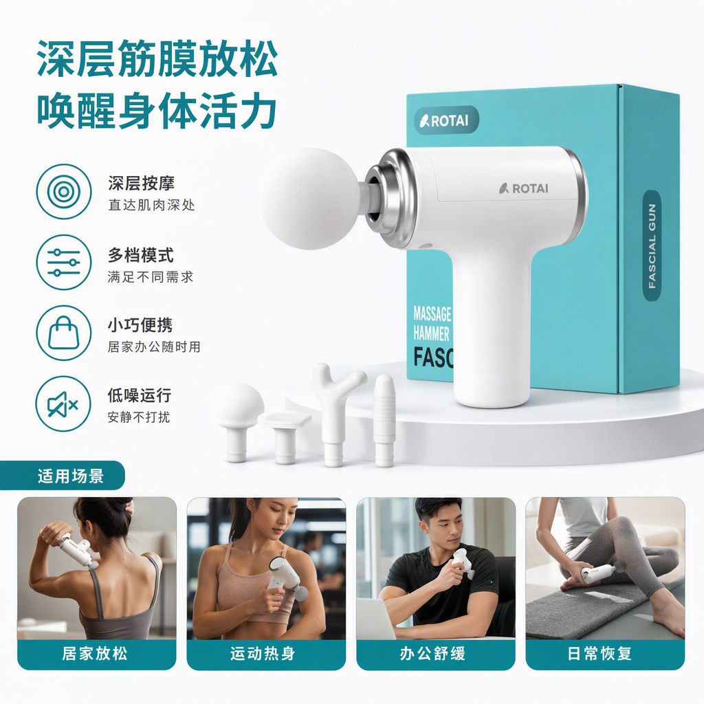 Martillo de masaje blanco multifuncional de mano vibrador fisioterapia herramienta relajante masajeador muscular portátil para el hogar