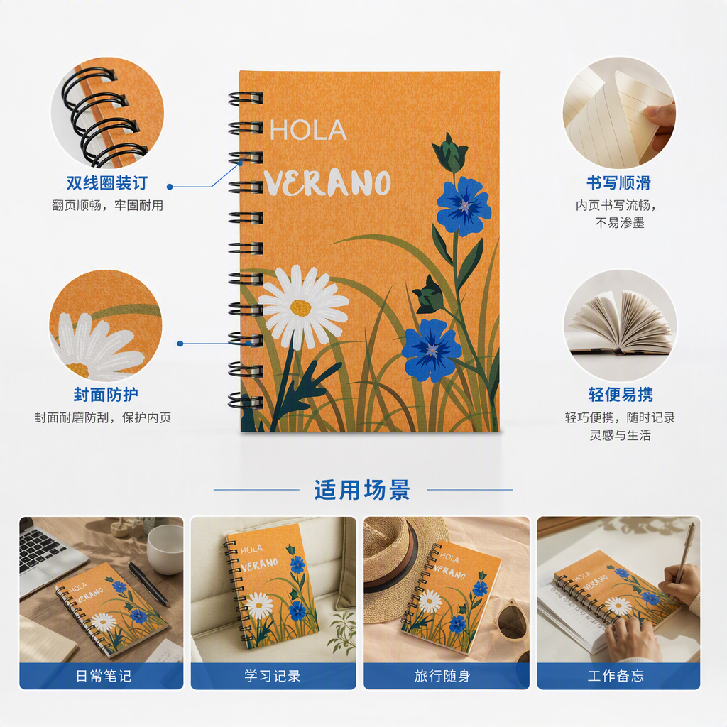Donghu Paper Products A6HOLA VERANO Small Daisy Coil Summer Flower Ins-style Notebook