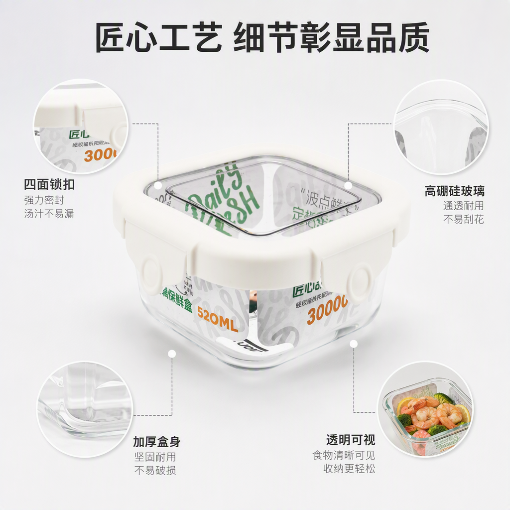 【CL】26Q3#1638 Glass food preservation lunch box, multi-functional portable instant noodle bowl, student household tableware