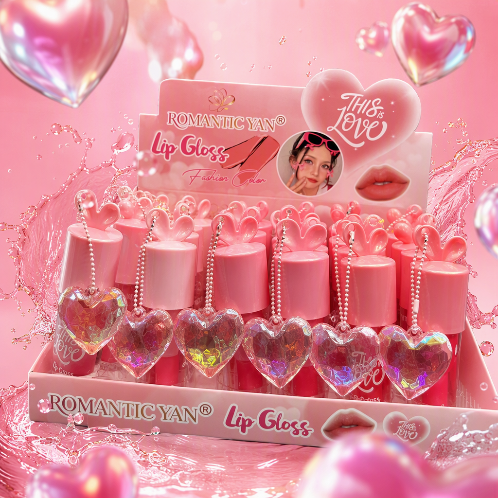 Pink heart-shaped decorative lip gloss display stand, beauty cabinet, lipstick stand, cosmetics storage rack, creative ornaments, gifts and promotional items Specification image