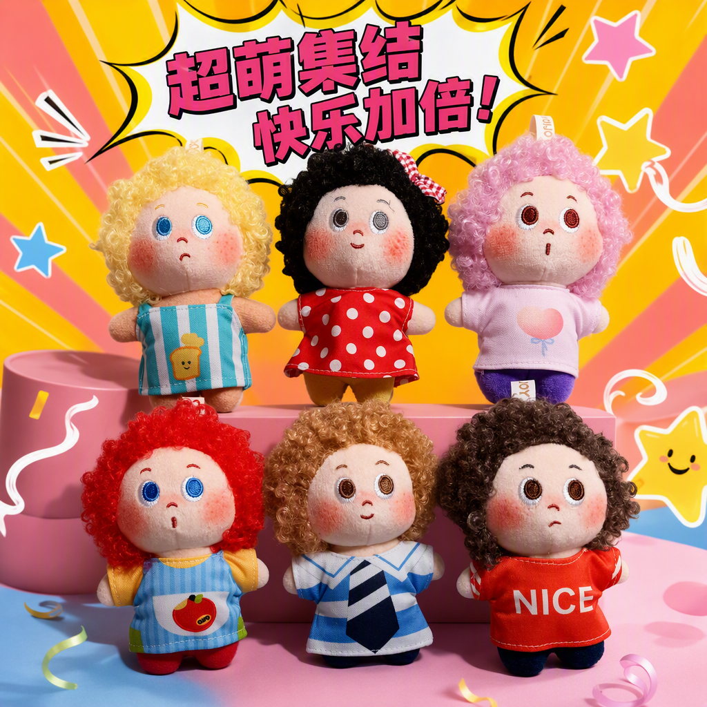 Set juguete de peluche cabeza explosiva bolsa de escuela llavero colgante adorable muñeca de dibujos animados bondadoso comercio exterior al por mayor seis color rizado muñeca de peluche almohada linda juguete de peluche regalo para niños colección estilo Application Scenario