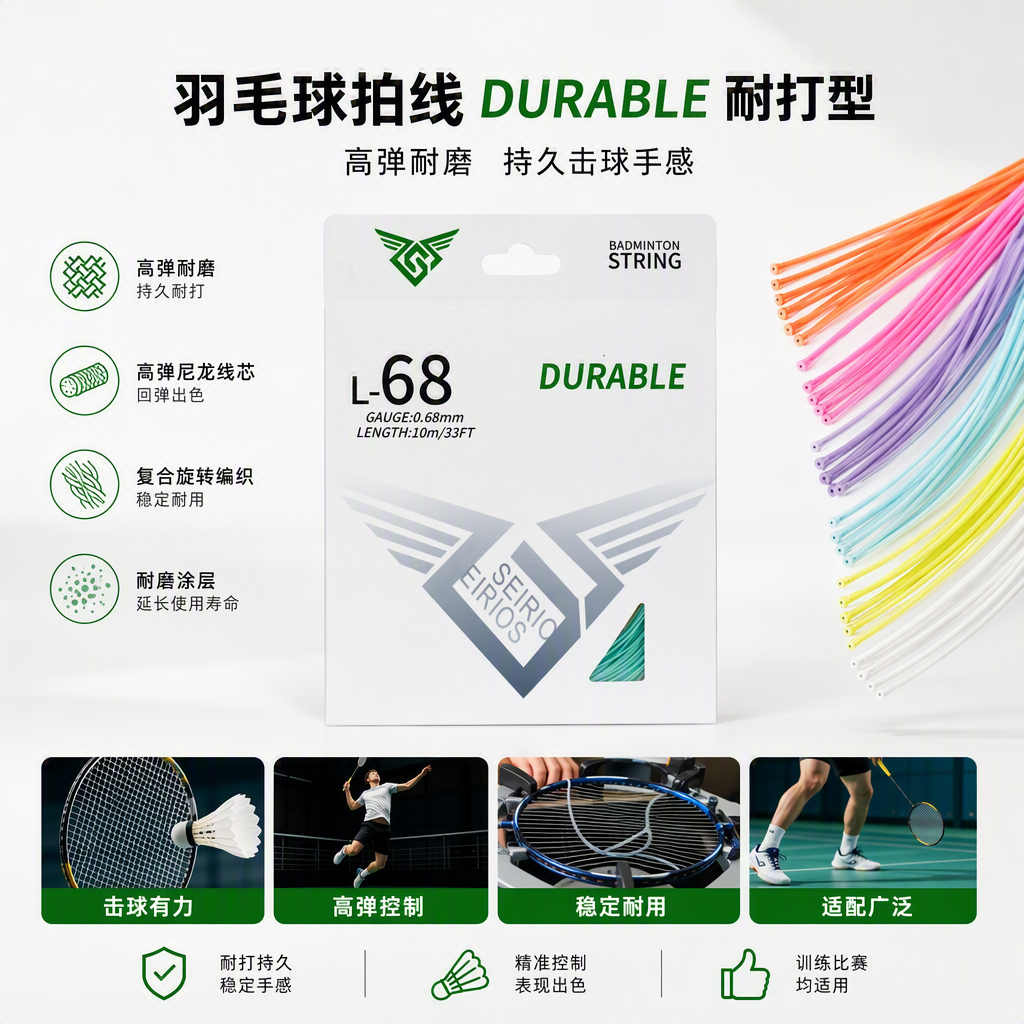 L68专业运动羽毛球网球用品套装耐用高弹性羽拍线详情2