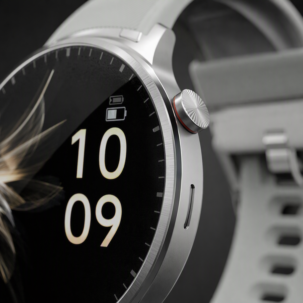 Fashionable multi-functional smartwatch in black and white, suitable for both men and women, featuring Bluetooth connection for sports and health monitoring, a trendy model Application Scenario