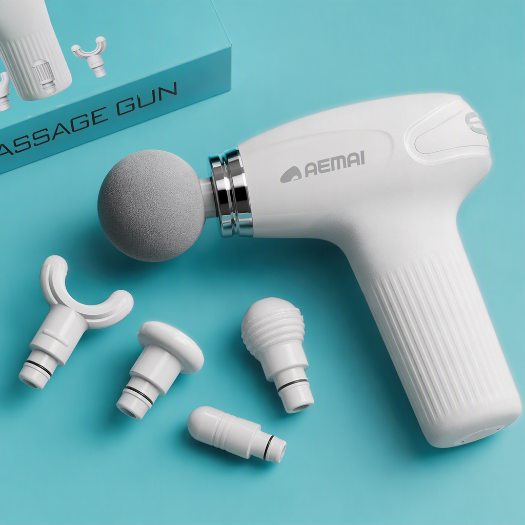 The AEMAI multi-functional portable massage gun is a home physiotherapy device for deep muscle relaxation and fatigue relief Application Scenario