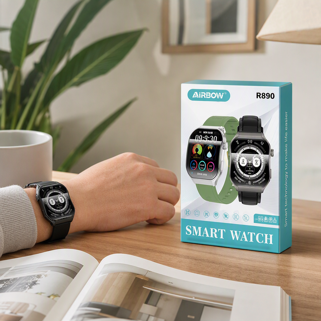 The multi-functional sports smartwatch comes with a green and black strap details Picture