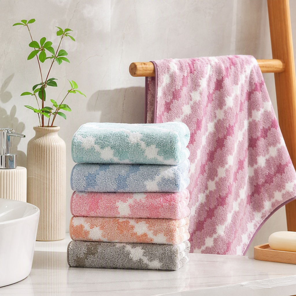 Colorful striped absorbent towel, soft and comfortable for home use, travel, bath towel, quick-drying hand towel. Colorful striped design details Picture