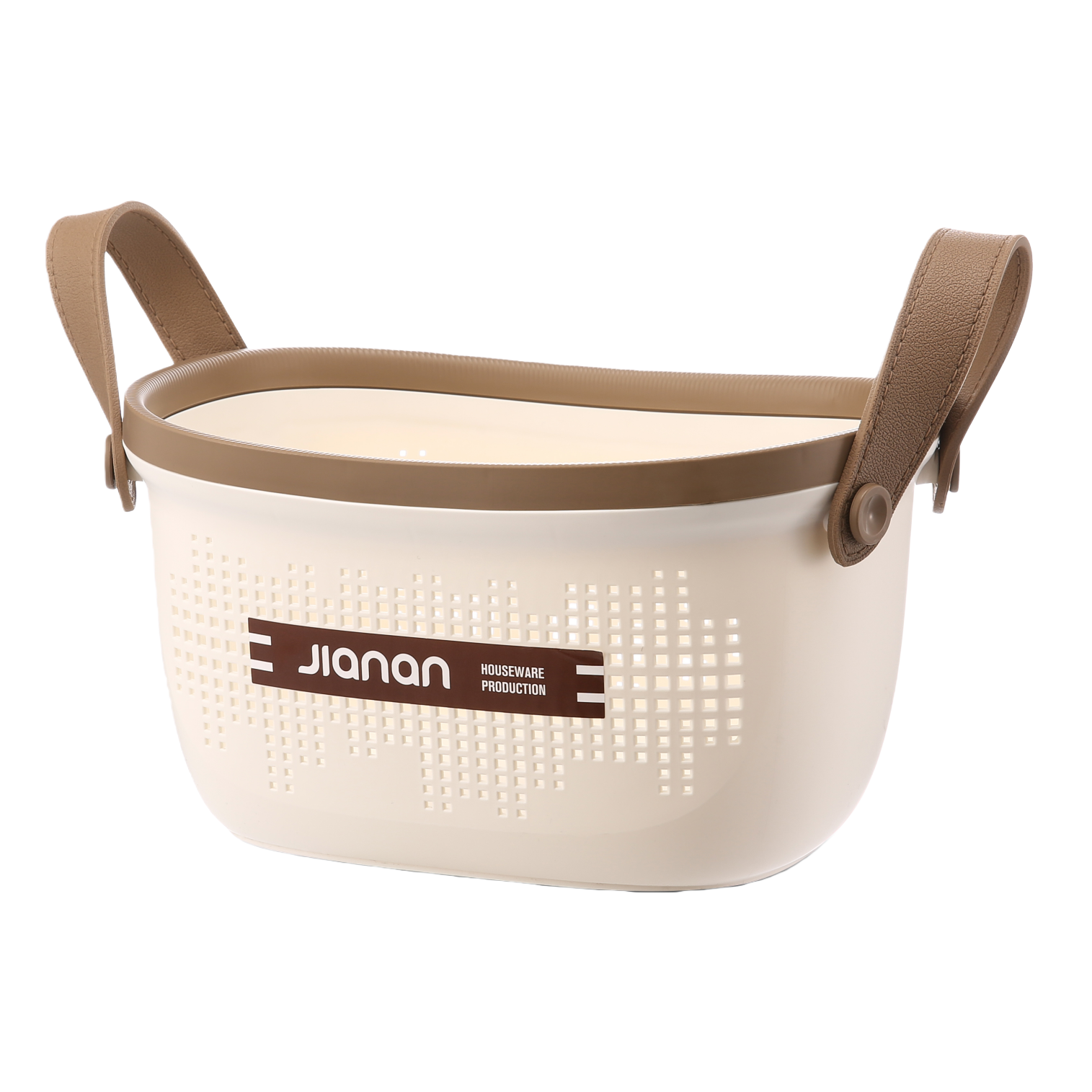 [CL] 26Q3#5039 metros blanco con agujeros cesta de almacenamiento de plástico cesta de cocina de mano marco de bisel asa de cuero cesta de almacenamiento de bambú caja de organizador multifuncional Application Scenario