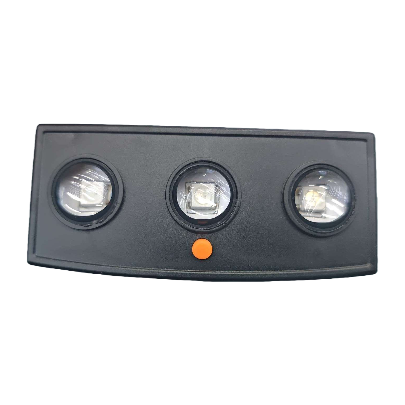 The RGB solar wall lamp features multiple color three-lamp and four-lamp devices, with an orange button in the middle controlling the safety warning light lighting equipment Item Picture
