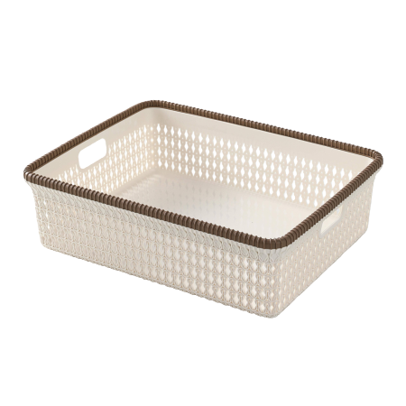【CL】26Q3#5065 meters white hand-held woven storage basket, multi-functional bamboo plastic vegetable basket, sorting box, household storage basket Application Scenario