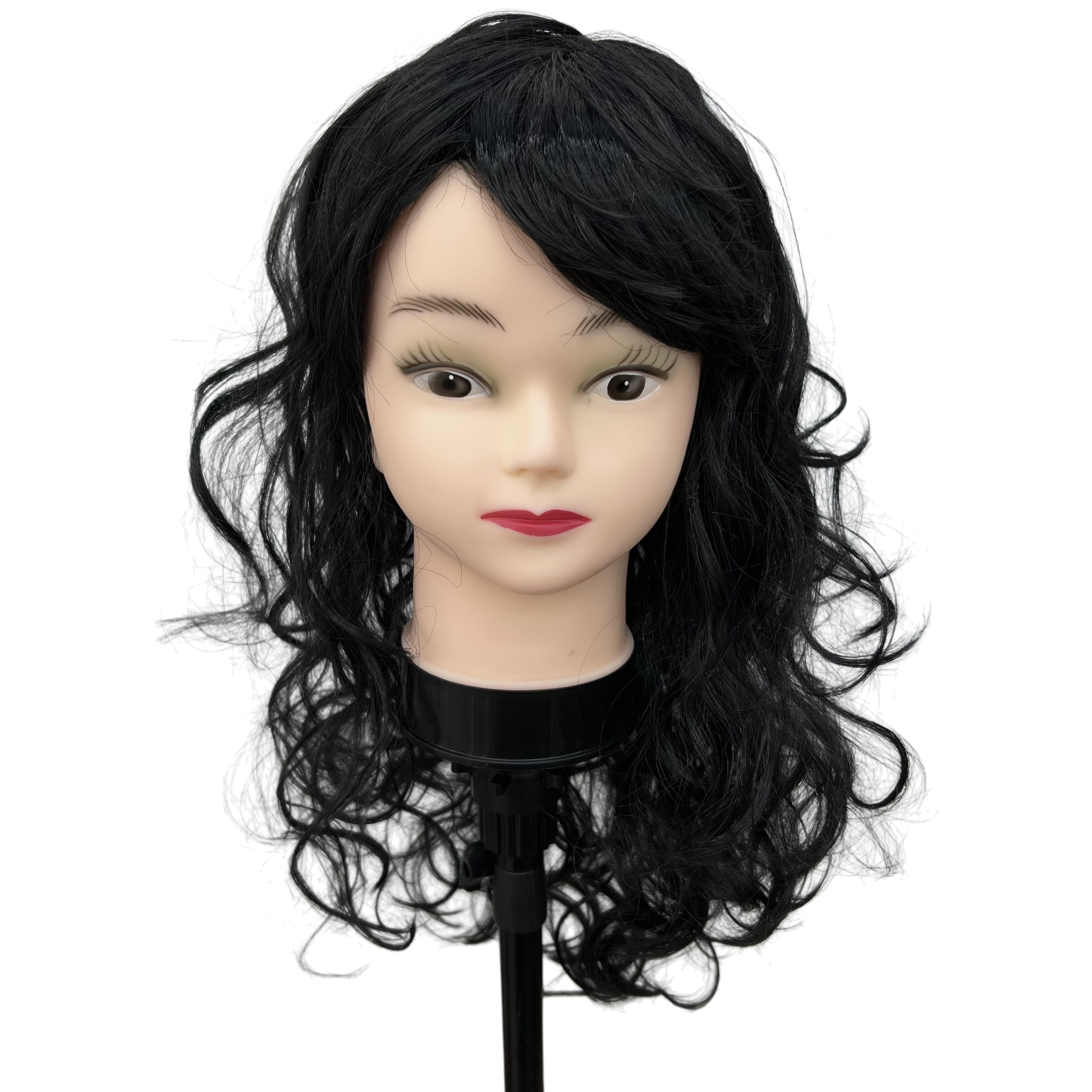 Professional black curly hair dummy head model beauty makeup practice hairstyle display supplies Item Picture