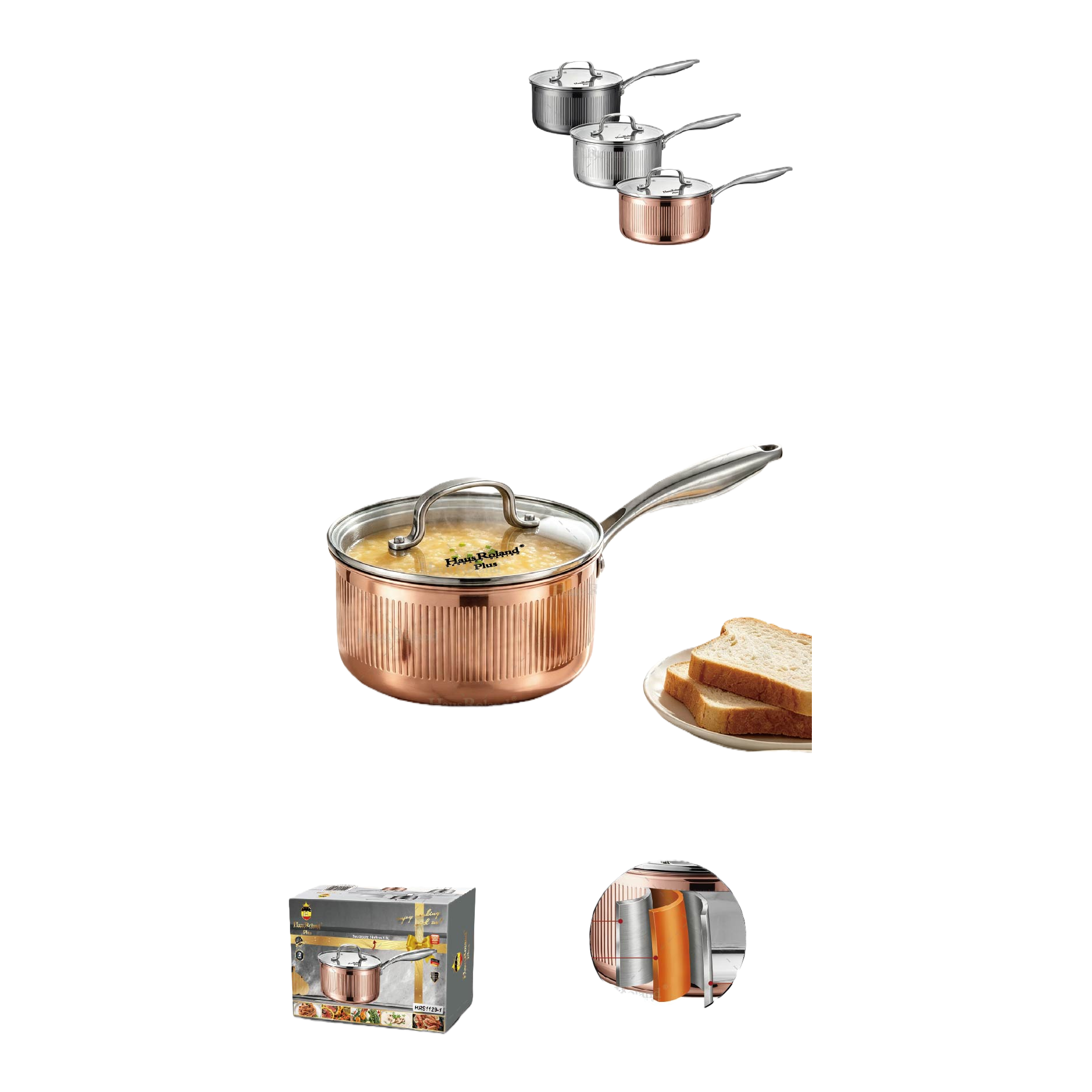 Multi-functional stainless steel soup pot, household stewing pot, soup pot, kitchen essential, heat-resistant, durable, large capacity HRS1129-1