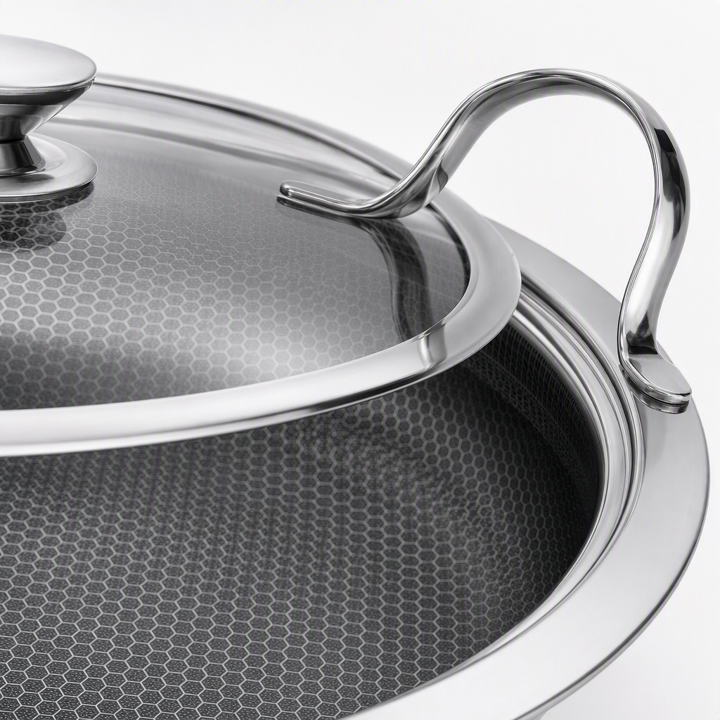 Multi-functional stainless steel 304 three-layer steel frying pan, household heat-resistant and corrosion-resistant kitchenware HRS1106-2 Application Scenario