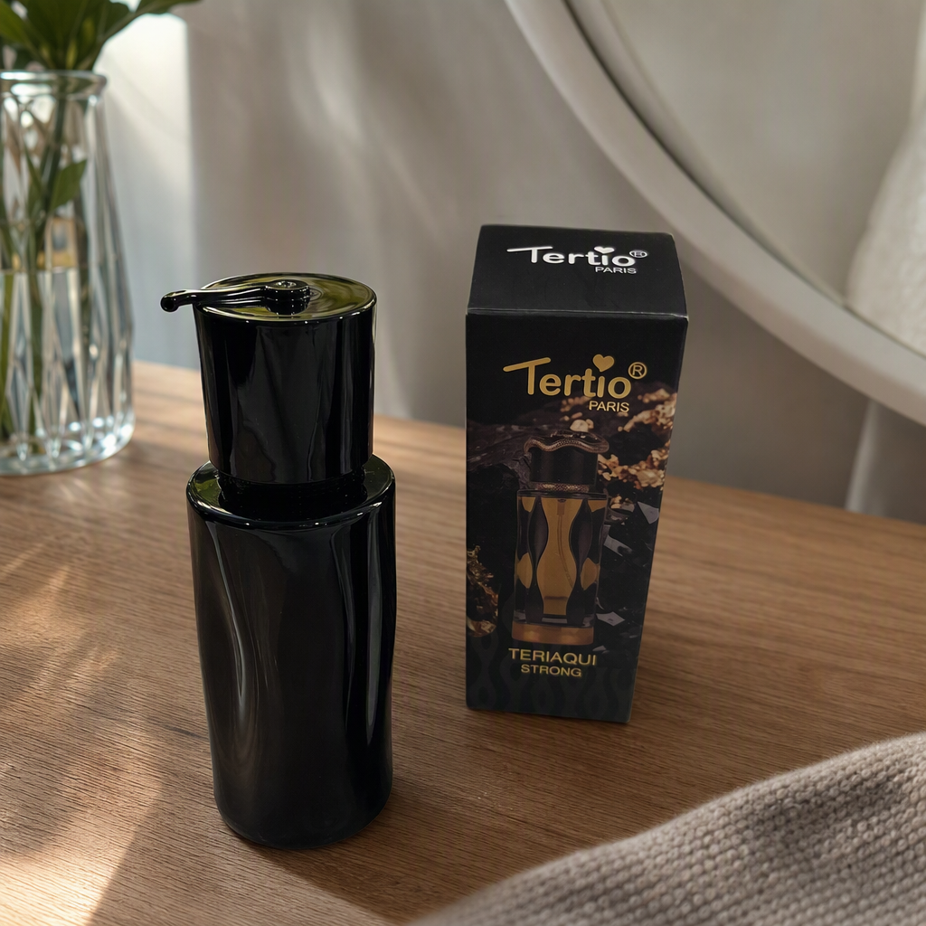 High-end black perfume bottle with black packaging box, simple and fashionable gift box for women and men's fragrance packaging accessories details Picture
