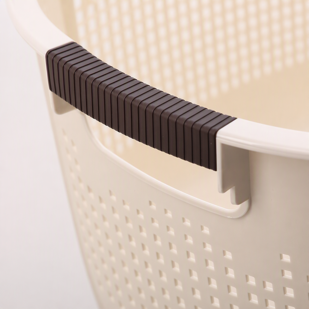 【CL】 26Q3#5037 meters White perforated hand-held plastic storage basket, multi-functional vegetable basket, bamboo storage basket, organizing box, household storage basket Specification image