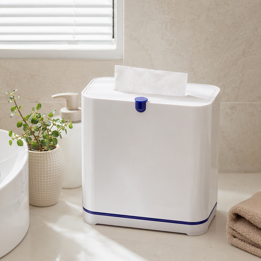 【CL】26Q3#3600 White with blue border, smart medical multi-functional trash can for sanitation, large capacity, durable and environmentally friendly design details Picture